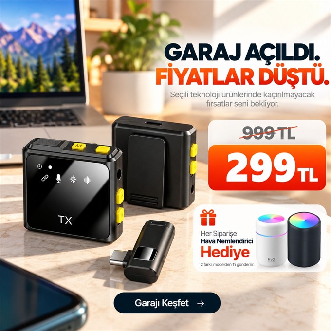 OUTLET/TEŞHİR F9 İkili Satılan Type-C Uyumlu Yaka Mikrofon – Profesyonel Ses Kalitesi, Kolay Kullanım, Tüm Type-C Cihazlarla Uyumlu