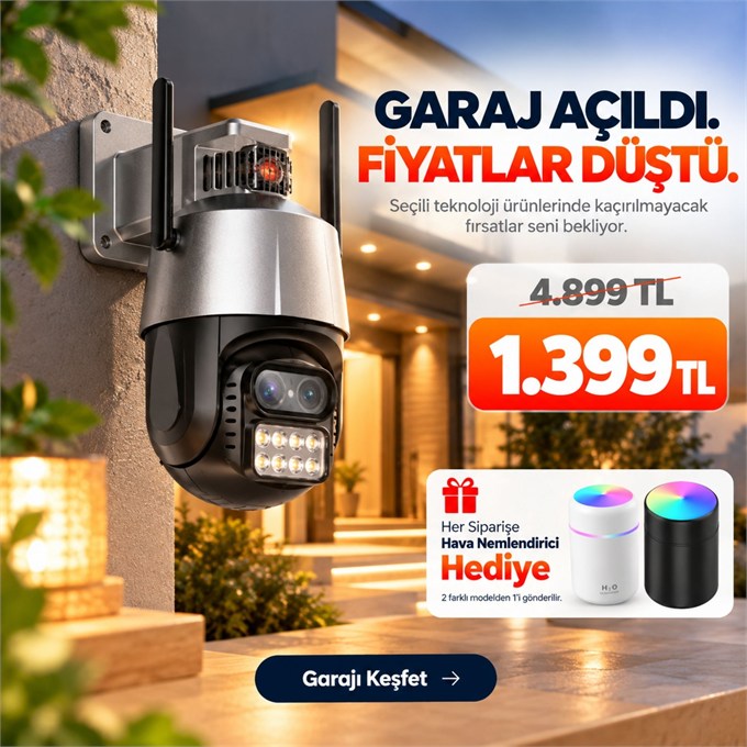 OUTLET/TEŞHİR Güvenlik Kamerası 4MP Ultra HD Kablosuz, 360° Dönebilen Wi-Fi Kamera, Gece Görüş, Hareket Algılama,
