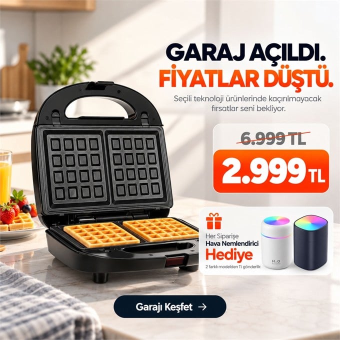 OUTLET/TEŞHİR HZL 6 sı 1 arada Tost Makinası, Donut, Waffle, Ceviz Kurabiye, Sandviç Aparatlı Makina