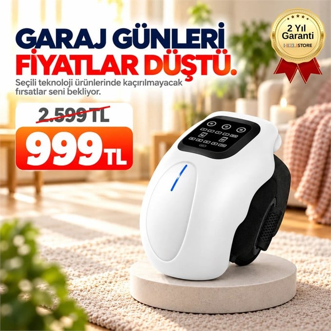 OUTLET/TEŞHİR Kablosuz Diz Masaj Cihazı Isı Terapili 3 Modlu Titreşimli Taşınabilir Masaj Aleti 