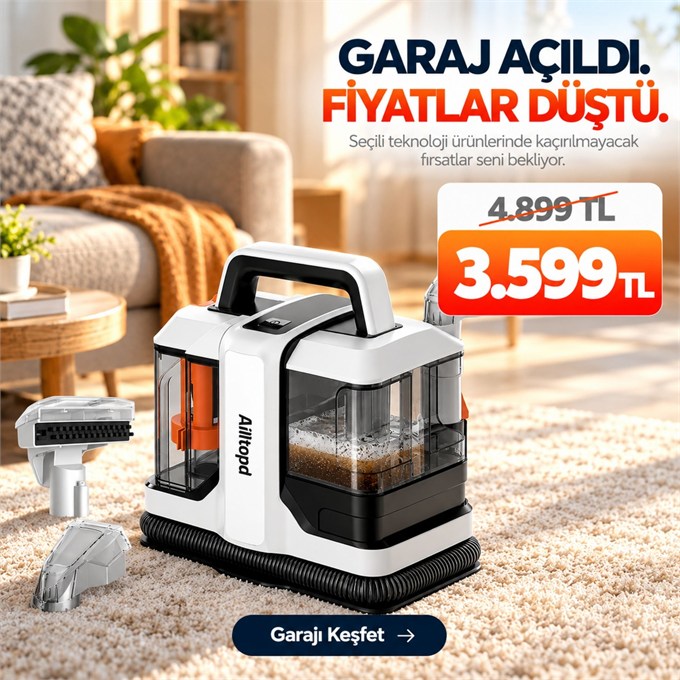 OUTLET/TEŞHİR Koltuk Yıkama Portable Carpet Cleaner, Halı Makinesi, Güçlü Leke Çıkarıcı, Derinlemesine Temizlik