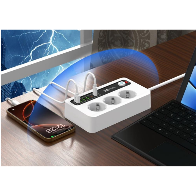 Protech P10 Akım Korumalı Çoklu Priz – USB Girişli, Anahtarlı, Yüksek Güvenlikli Priz Ünitesi