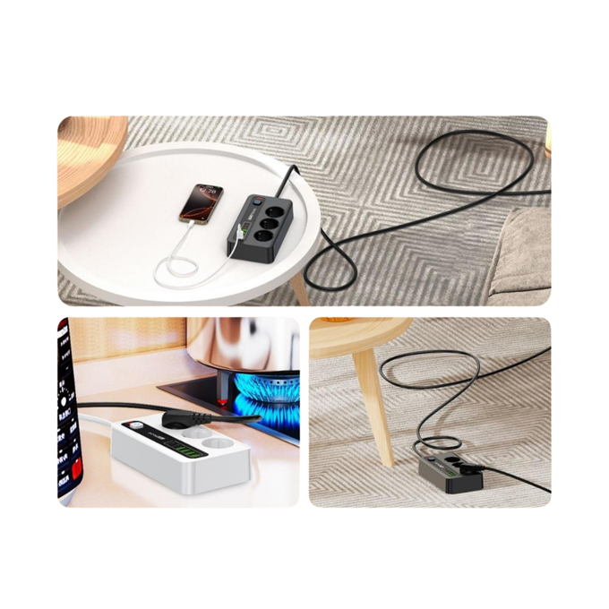 Protech P10 Akım Korumalı Çoklu Priz – USB Girişli, Anahtarlı, Yüksek Güvenlikli Priz Ünitesi