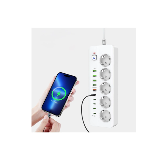 Protech P13 Akım Korumalı Çoklu Priz – USB Girişli, Anahtarlı, Yüksek Güvenlikli Elektrik Prizi