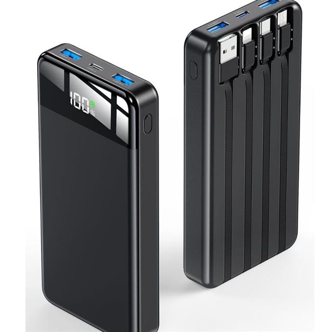 16.000mAh Dijital Göstergeli Dahili Çoklu Kablolu Taşınabilir 22.5W Hızlı Şarjlı Powerbank 6 Cihazı Aynı Anda Şarj Edebilir  Type-C Hızlı Şarj 