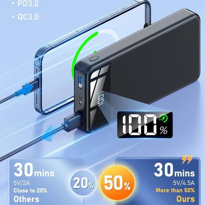 16.000mAh Dijital Göstergeli Dahili Çoklu Kablolu Taşınabilir 22.5W Hızlı Şarjlı Powerbank 6 Cihazı Aynı Anda Şarj Edebilir  Type-C Hızlı Şarj 