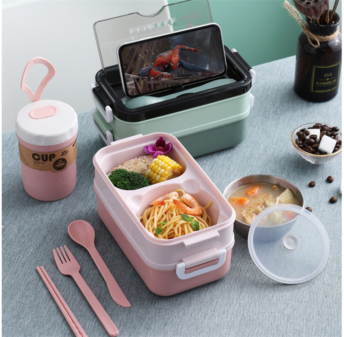 Mavi Paslanmaz Çelik 3 Katlı Yemek Taşıma Kabı Isı Yalıtımlı Lunch Box