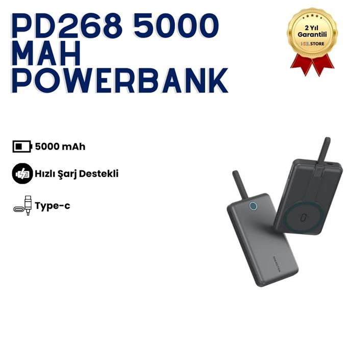 5,000 mAh Powerbank Taşınabilir Hızlı Şarj, Type-C Uyumlu Kompak Güçlü Performans Hafif