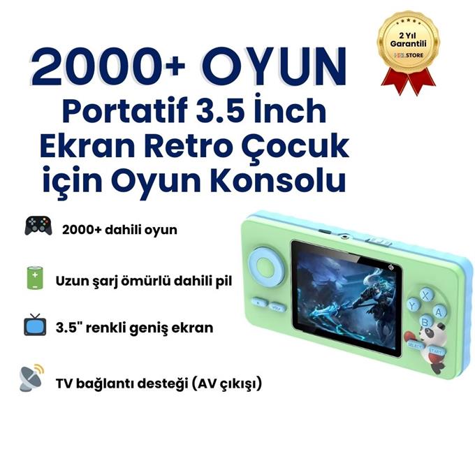 Portatif 3.5 İnch Ekran Retro Çocuk için Oyun Konsolu 2000+ Oyun 