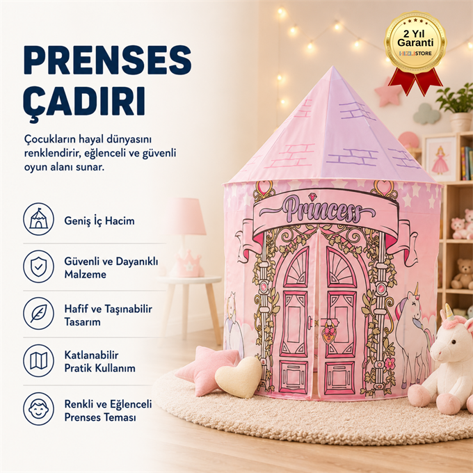 Prenses Temalı Çocuk Oyun Çadırı 