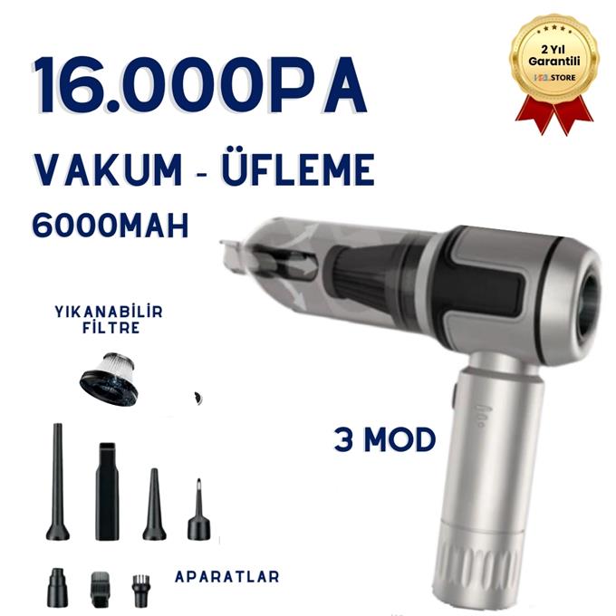 PRO HL-135 16000PA Şarjlı Elektrikli Ev/Ofis/Araba El Süpürgesi – 6000mAh Brushless Vacuum Cleaner 