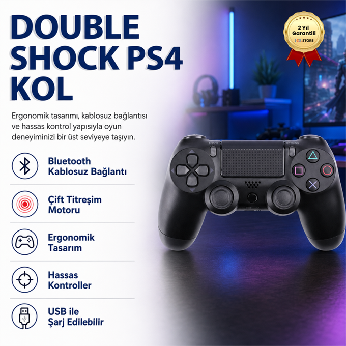 Ps4 Siyah Doubleshock Wireless Gamepad Joystick Kablosuz Ps4 Oyun Kolu
