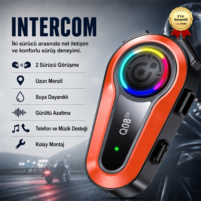 Motosiklet Kask Bluetooth İntercom Çift Kişi Görüşme Destekli Kulaklık 