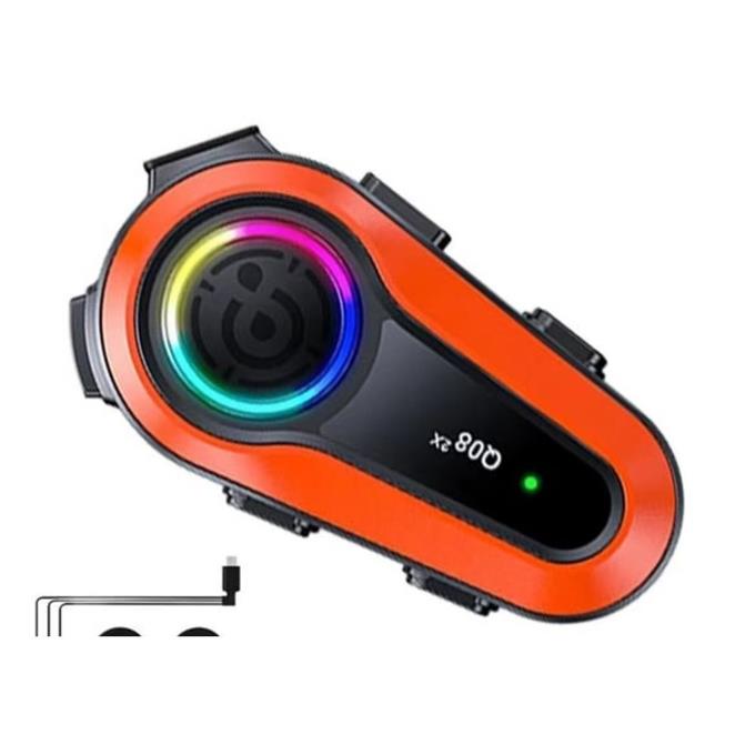 Q08 2X Intercom Motosiklet Bluetooth Kulaklık 2 Sürücü Görüşme, Uzun Menzil,