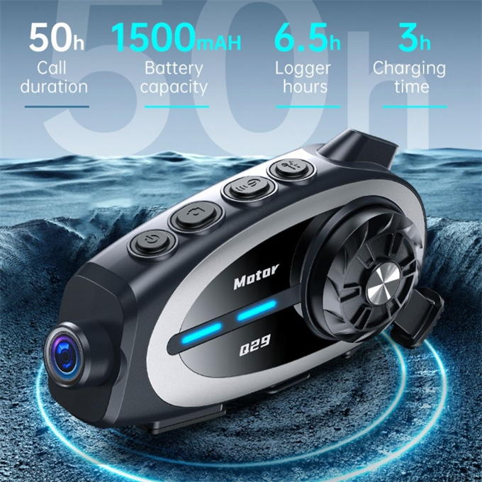 q29 1080P Kameralı Motosiklet Bluetooth Intercom Kask Kulaklığı