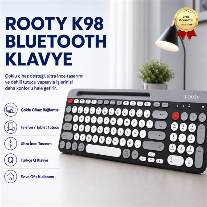 Rooty Çoklu Cihaz Destekli Bluetooth Türkçe Klavye ultra ince tasarım