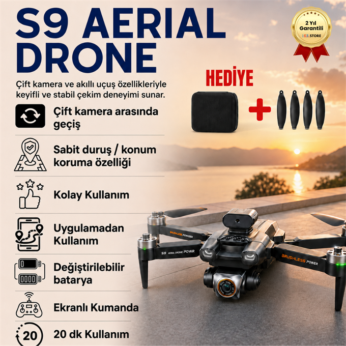 S9 4K Kamera Drone Uzaktan Kumandalı Mini Quadcopter Çocuklar İçin Uygun, Katlanabilir, RC Drone