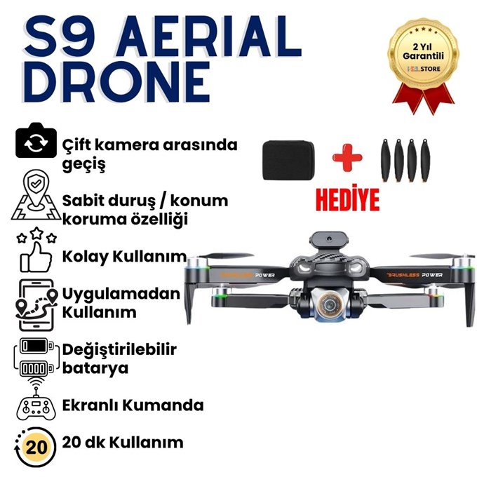 S9 4K Kamera Drone Uzaktan Kumandalı Mini Quadcopter Çocuklar İçin Uygun, Katlanabilir, RC Drone