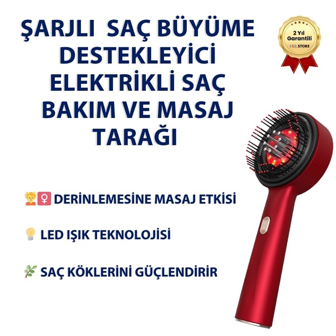 Şarjlı  Saç Büyüme Destekleyici Elektrikli Saç Bakım ve Masaj Tarağı  