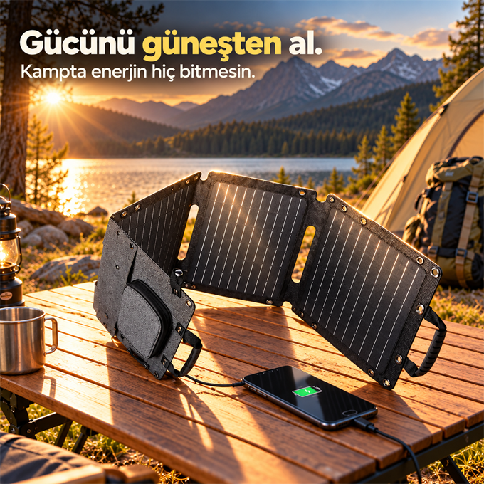 Solar Şarj 40W Güneş Enerjili Powerbank, Güç Ünitesi