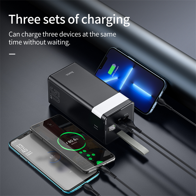 50.000 mAh PD Hızlı Şarj Powerbank Dahili Kablolu LED Işıklı Powerbank