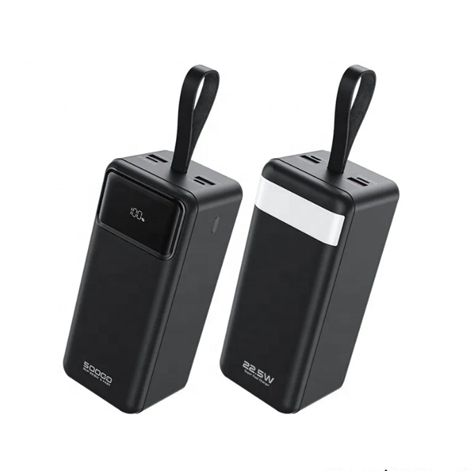 50.000 mAh PD Hızlı Şarj Powerbank Dahili Kablolu LED Işıklı Powerbank