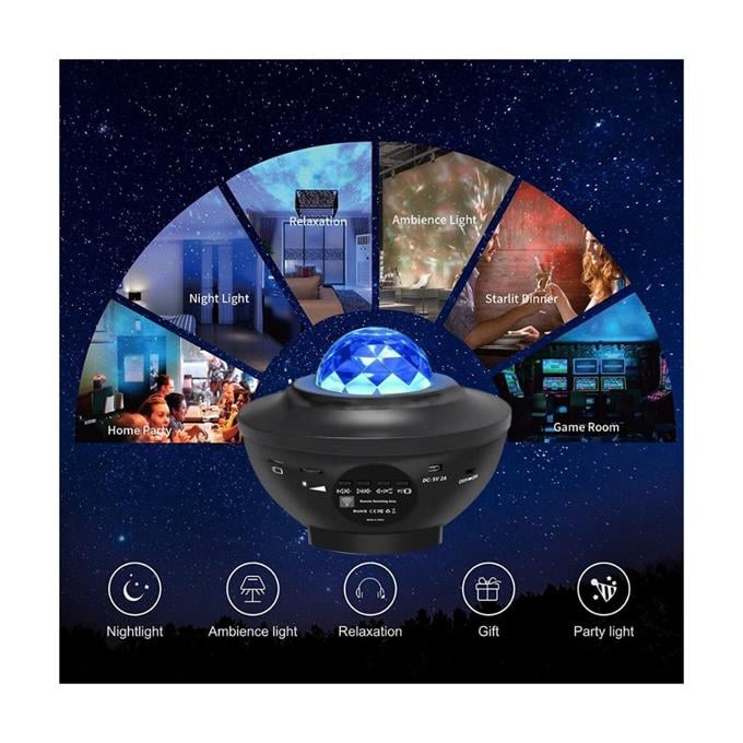 Starry Light Yıldızlı Atmosfer Işık Projektörü – Çok Renkli Gökyüzü Efekti, Ay ve Nebula Yansıtma, Uzaktan Kumandalı Ortam Gece Lambası
