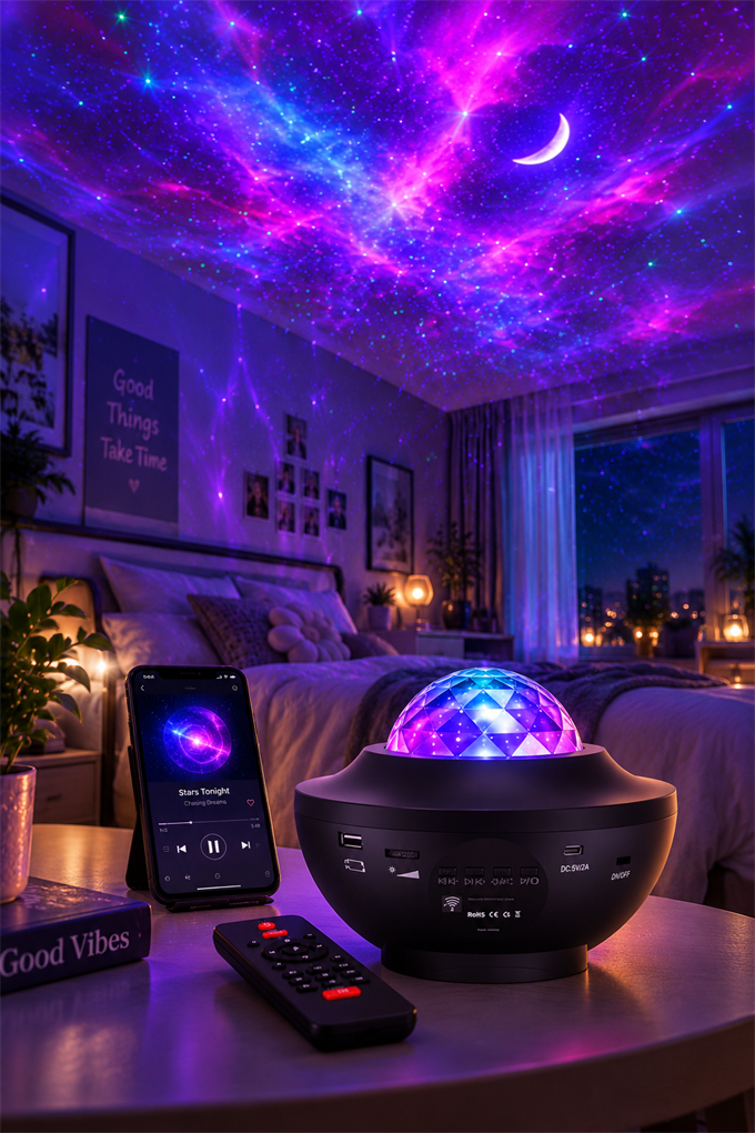 Starry Light Yıldızlı Atmosfer Işık Projektörü – Çok Renkli Gökyüzü Efekti, Ay ve Nebula Yansıtma,