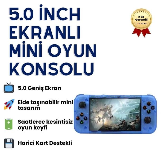 RG50XX 20.000 Oyun Retro Taşınabilir Oyun Konsolu 5 Inç IPS Ekran Dört Çekirdekli 64GB
