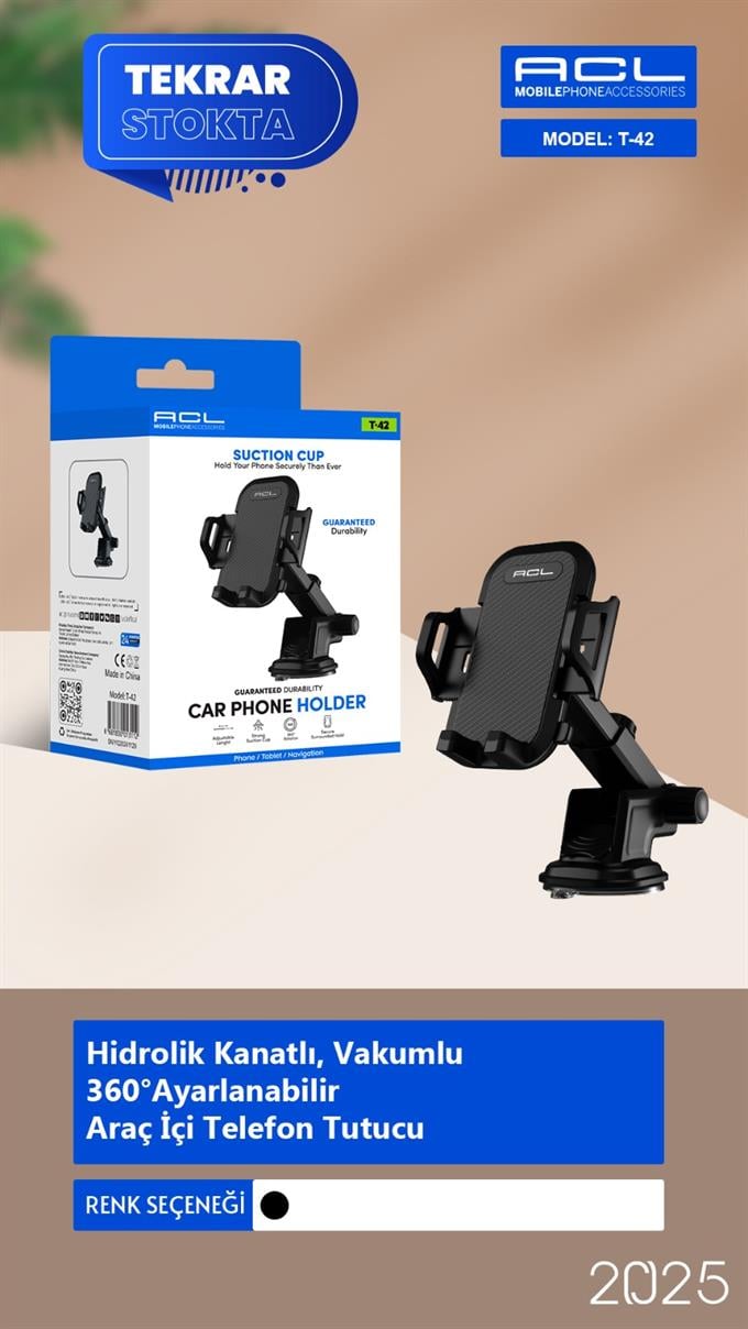 Araç İçi Telefon Tutacağı Vakumlu Sabit Stand Güçlü Tutuculu Kayıp Önleyici Aparat Tutucu