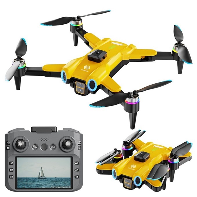 T16  Drone 4K Çift Kameralı Büyük Ekran Kumandalı WiFi FPV 360° Engel Algılama Katlanabilir Drone