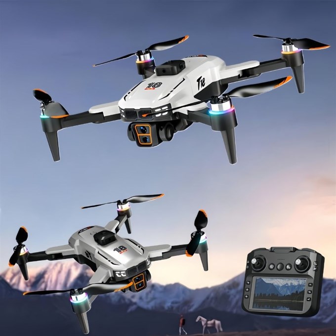 T18P 3 Kameralı 4K HD Drone, Engel Sensörlü Katlanabilir Akıllı Drone, Optical Flow