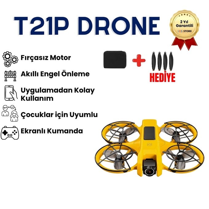 T21 PRO Drone Çift HD Kamera FPV Canlı Yayın Fırçasız Motor Engel Algılamalı Katlanabilir Drone