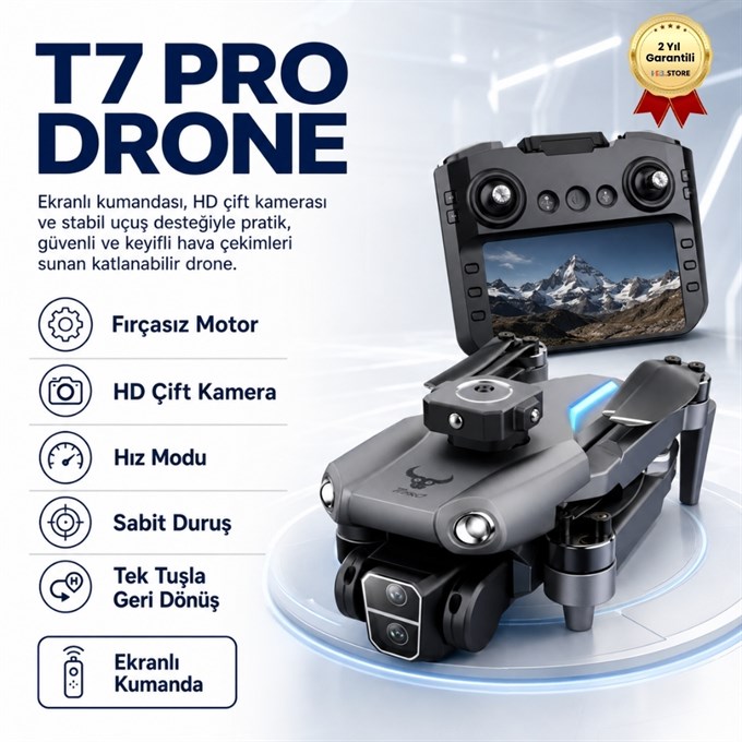 T7 Pro Drone HD Çift Kameralı Katlanabilir Drone