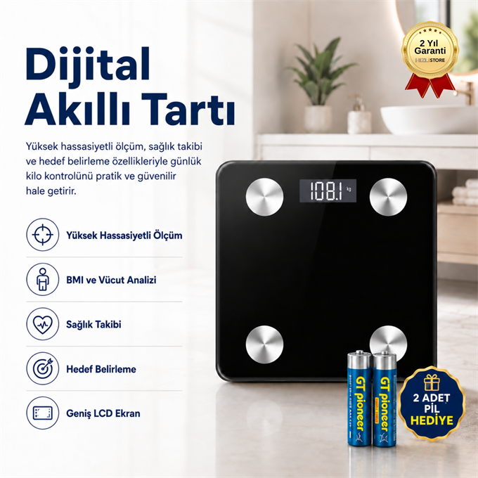 Tartı Dijital Baskül Yağ Su Kas Vücut Kitle Endeksi Kilo Ölçer Tartı Profesyonel - Diyetisyen Onayli 