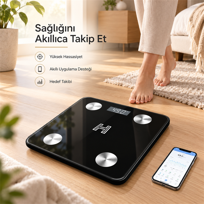 Tartı Dijital Baskül Yağ Su Kas Vücut Kitle Endeksi Kilo Ölçer Tartı Profesyonel - Diyetisyen Onayli
