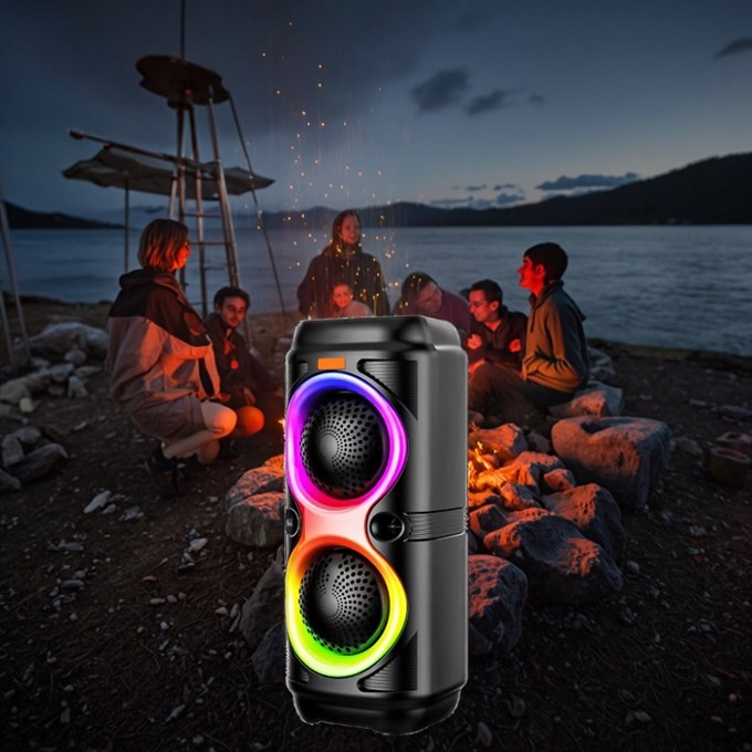 Taşınabilir  Bluetooth Hoparlör 4 İnç RGB LED Işıklı Karaoke Parti Speaker USB Destekli