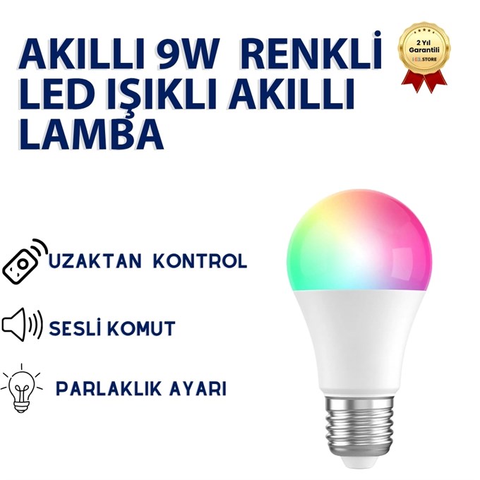 Uzaktan Kontrollü Akıllı RGB Ev LED Ampul Lamba