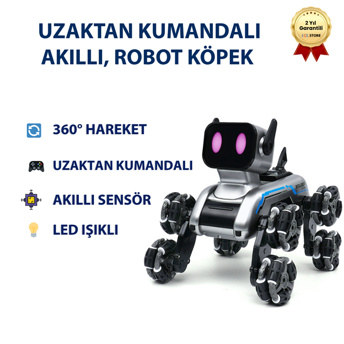 Uzaktan Kumandalı Akıllı, Eğitici Sesli Işıklı Akrobat Robot Köpek 