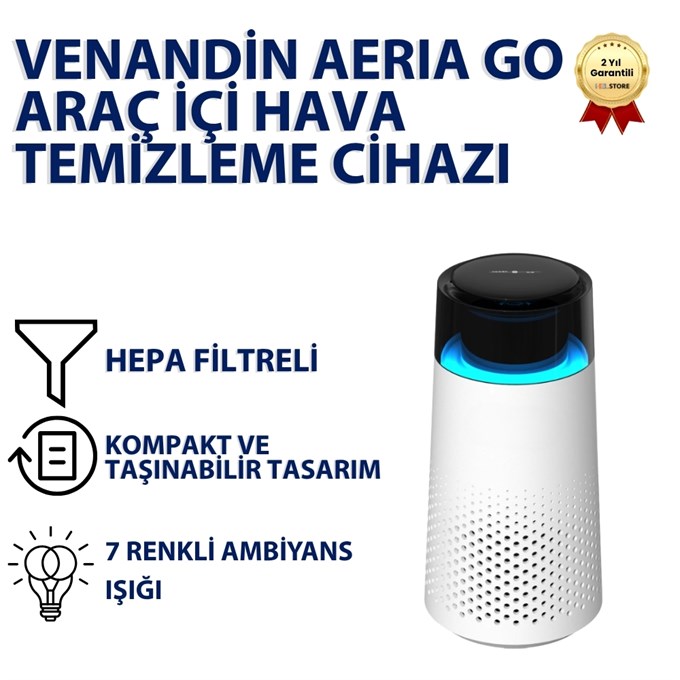 VENANDİN AERIA GO Araç İçi Hava Temizleme Cihazı HEPA Filtreli