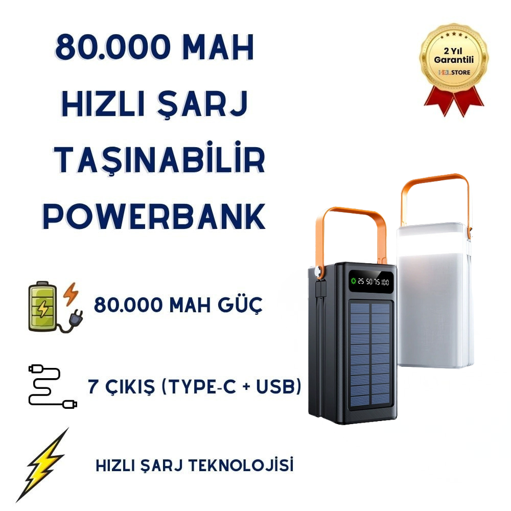 ほし さん 20000円 80.000 Mah Powerbank Hızlı Şarj Taşınabilir Aydınlatma Çoklu Çıkış