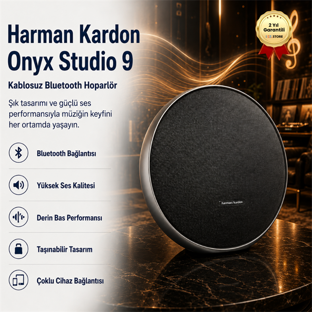 Harman Kardon Onyx 9 – Kablosuz Bluetooth Hoparlör, Yüksek Ses