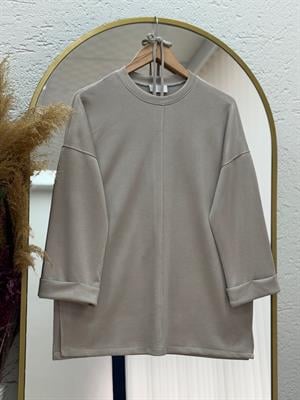 Dorista Duble Kol Yırtmaçlı Salaş Tunik-NA822 Taş