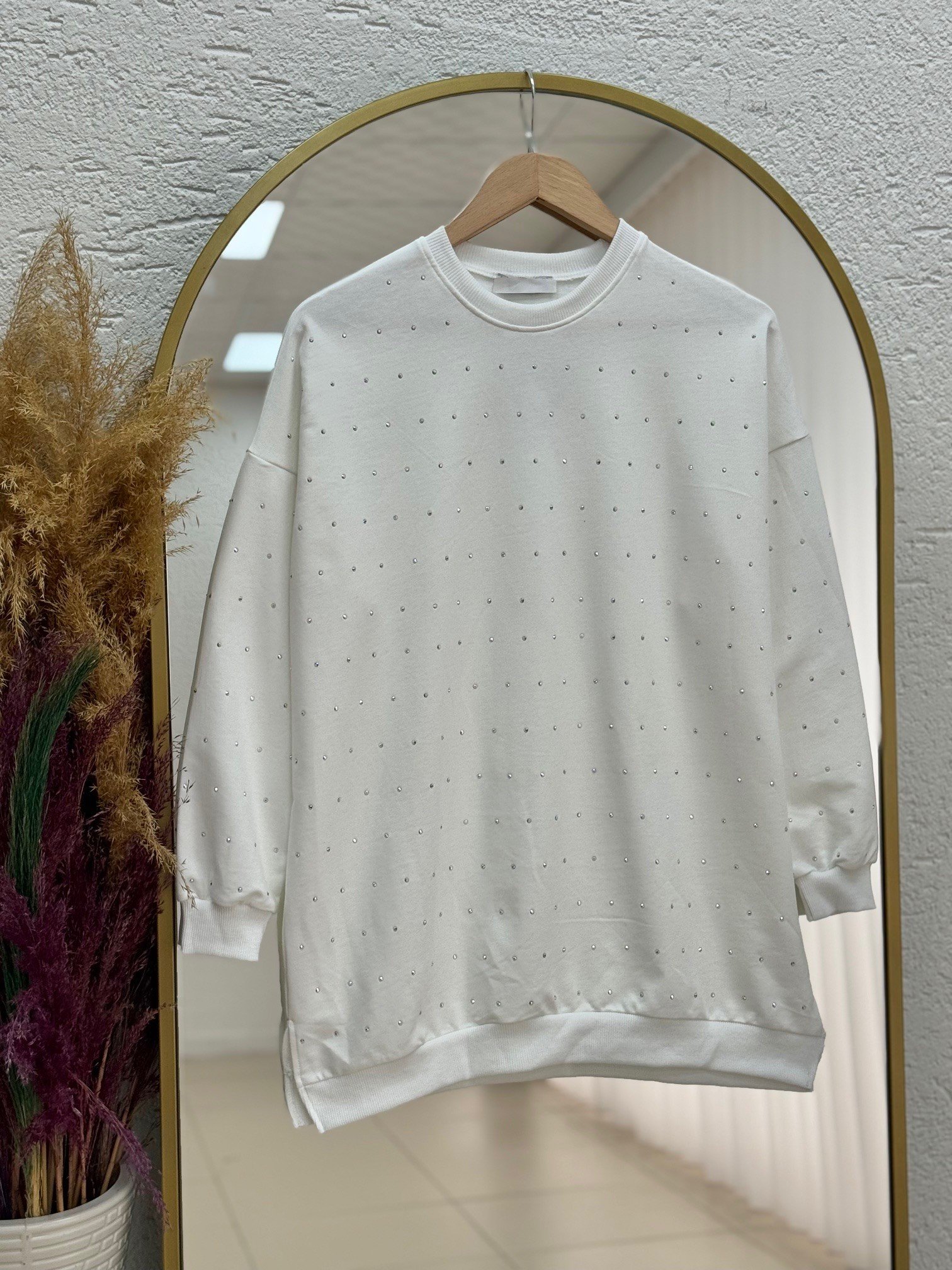Afula Taşlı İki İp Sweat-BN4525 Ekru