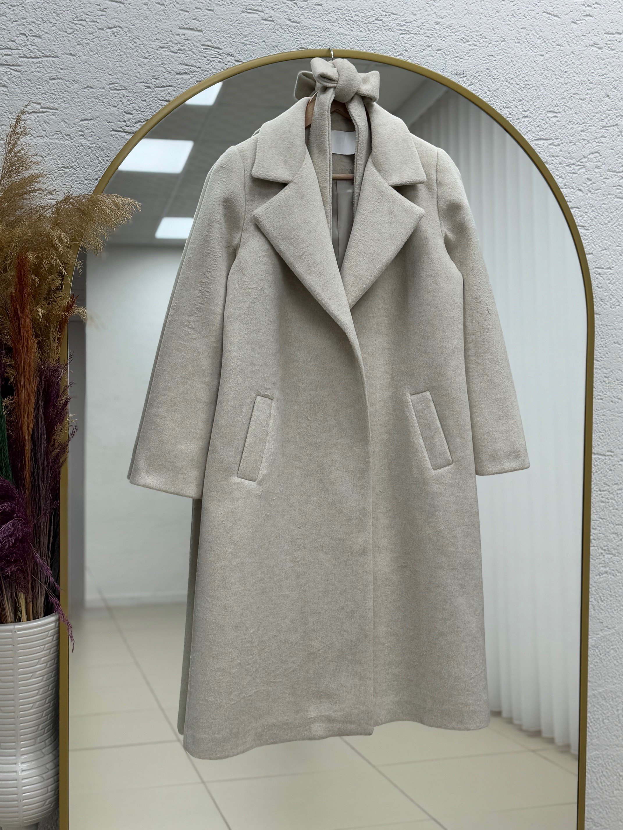 Aixa Çift Cepli Düğmesiz Astarlı Kaban-ÜN233 Taş