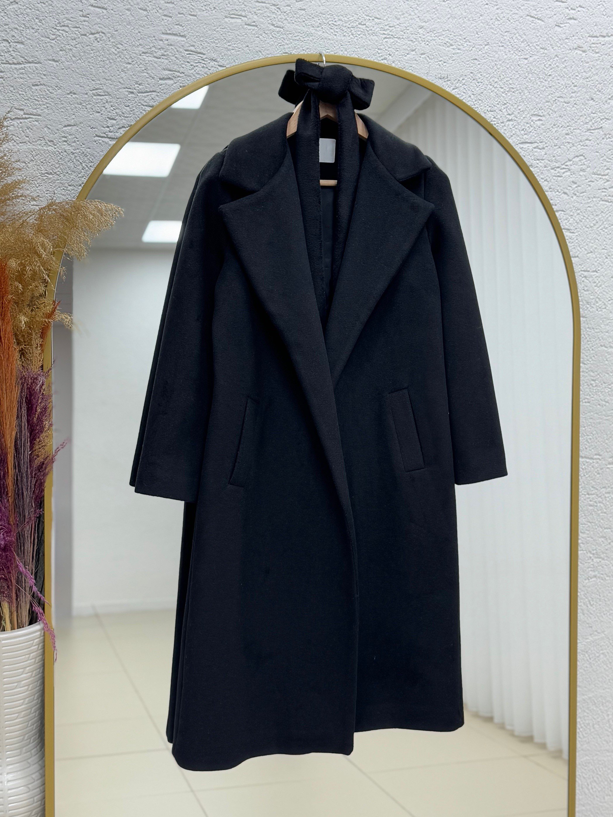 Aixa Çift Cepli Düğmesiz Astarlı Kaban-ÜN233 Siyah