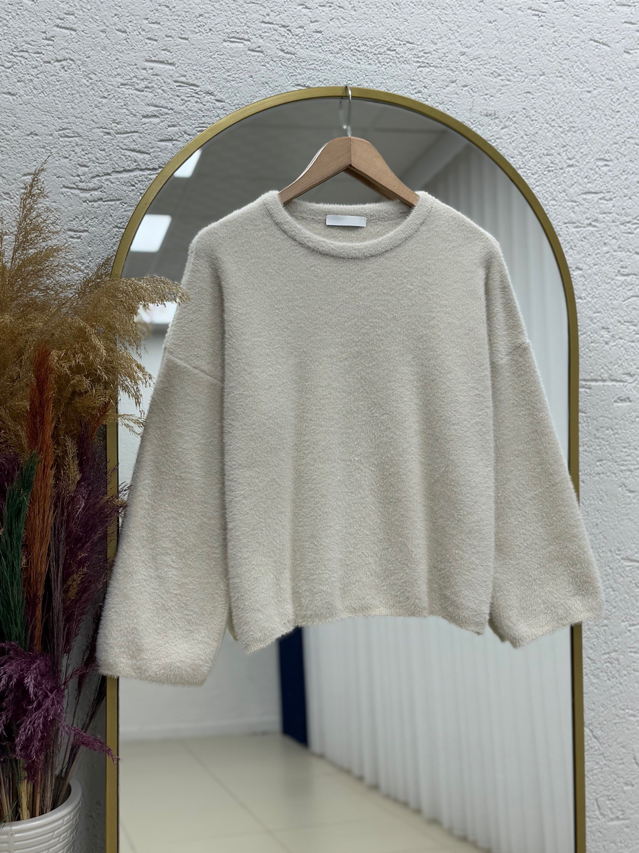 Alina Sakallı Kısa Oversize Kazak-Zİ6261 Taş