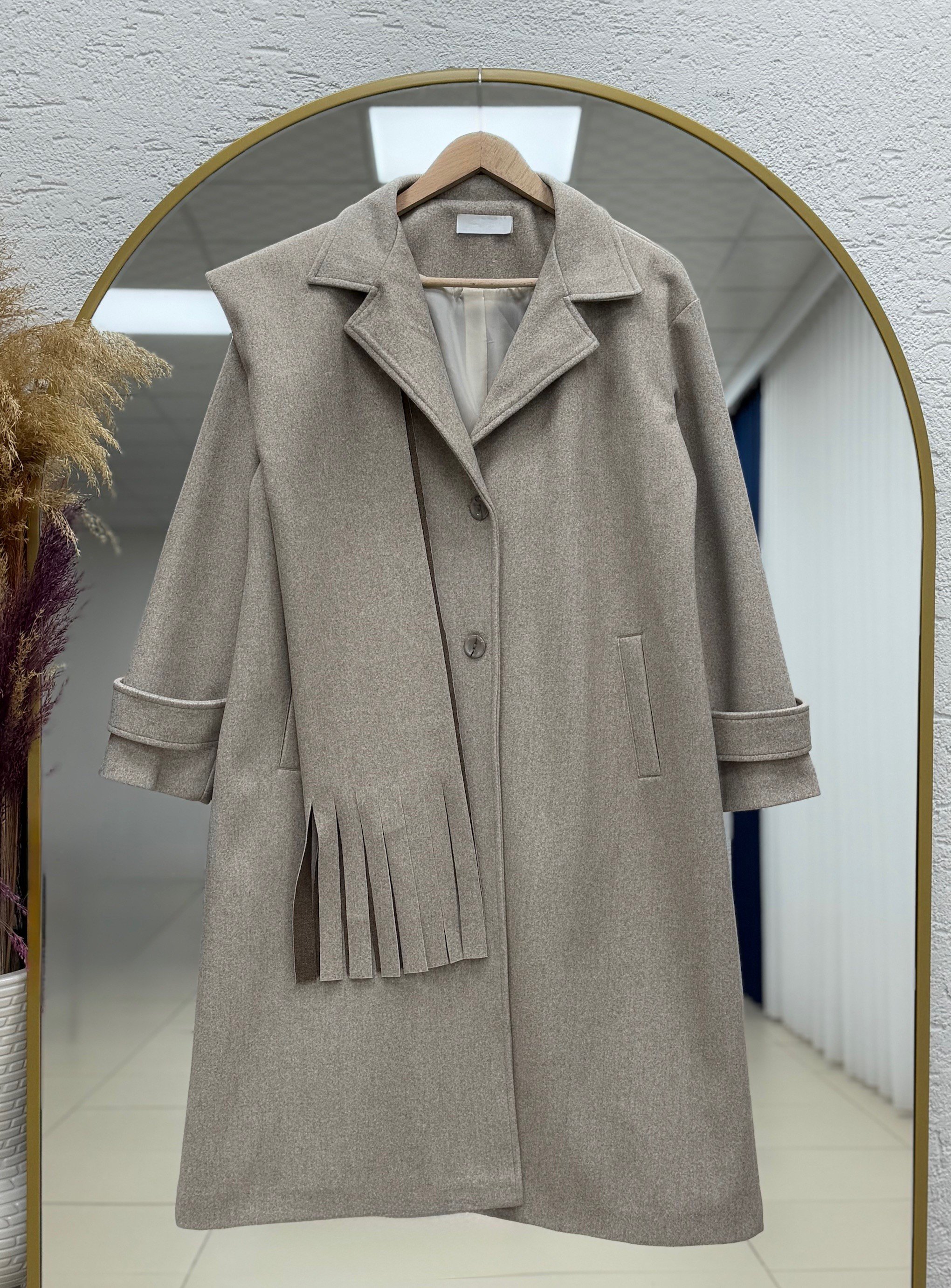 Alisa Çift Cepli Atkılı Kaban-EN2200 Vizon