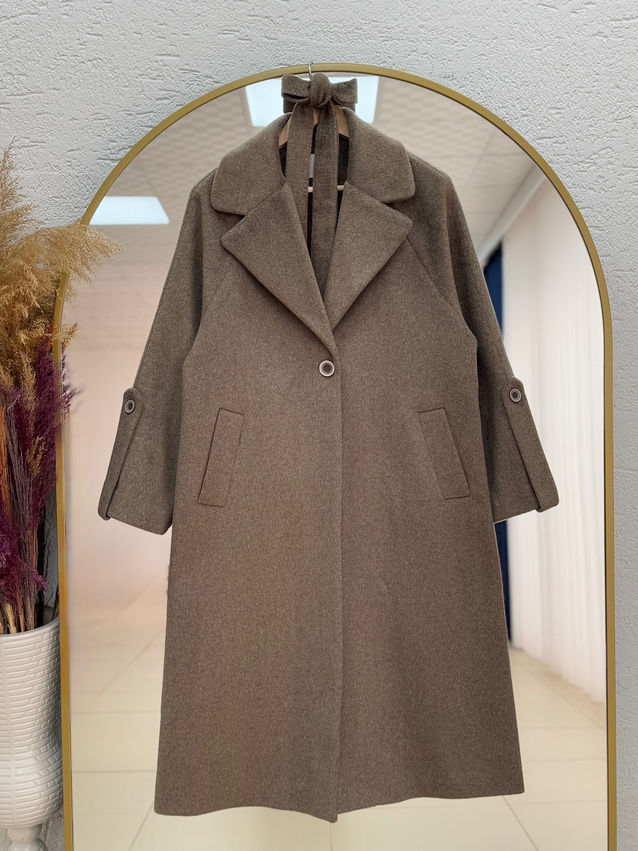 Alison Tek Düğmeli Kolu Kemer Detaylı Kaban-ÜN1055 Kahve