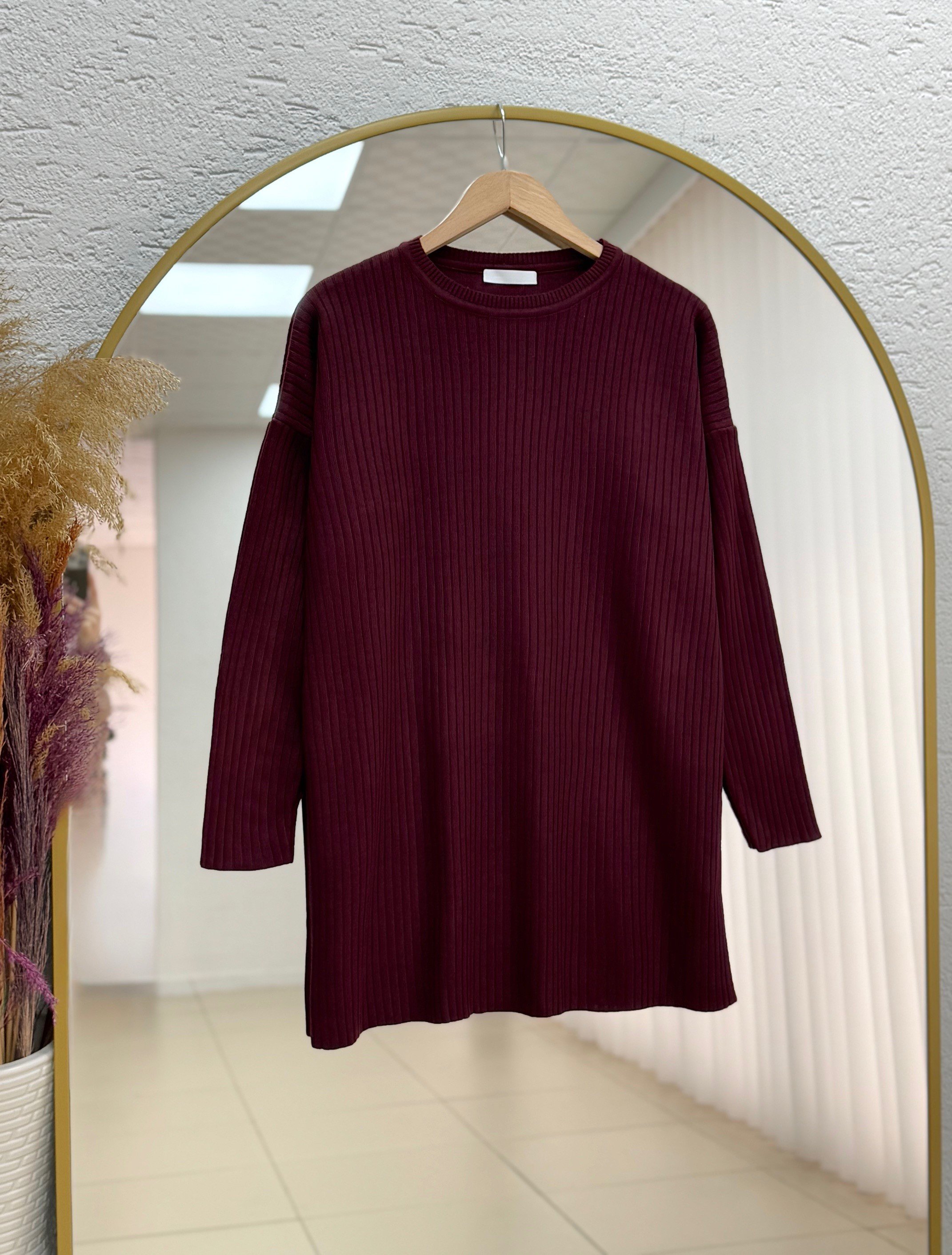 Alosia Fitilli Düz Tunik-Zİ6152 Bordo
